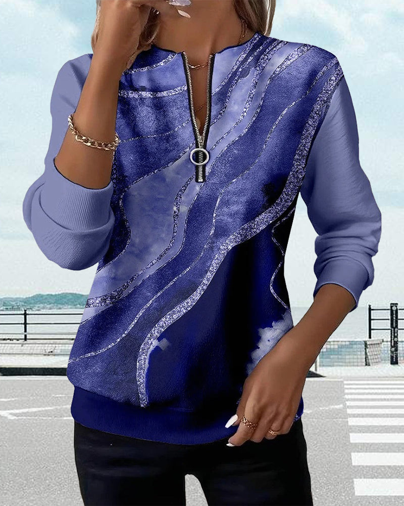 Half-Zip | Women's Cotton Round-Neck Half-Zip Sweatshirt Pullover with Knit for Winter