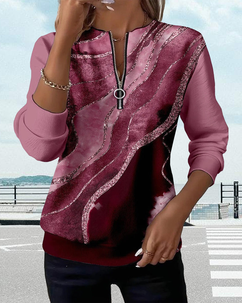 Half-Zip | Women's Cotton Round-Neck Half-Zip Sweatshirt Pullover with Knit for Winter