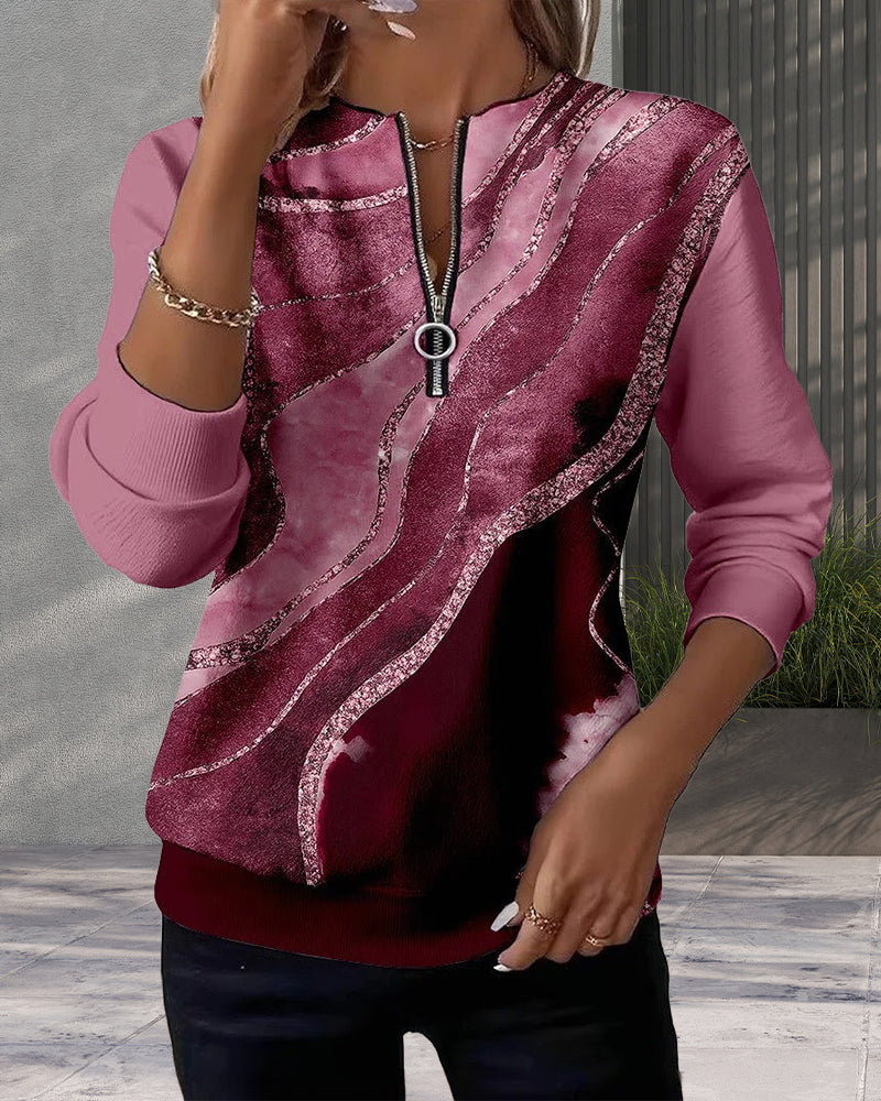 Half-Zip | Women's Cotton Round-Neck Half-Zip Sweatshirt Pullover with Knit for Winter