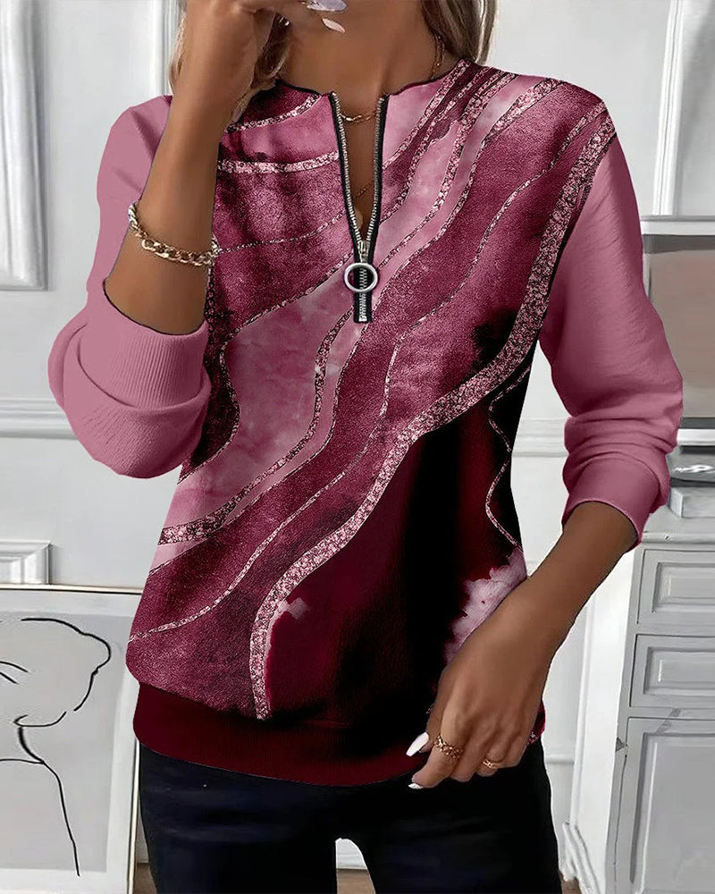 Half-Zip | Women's Cotton Round-Neck Half-Zip Sweatshirt Pullover with Knit for Winter