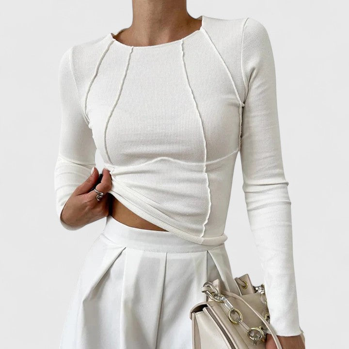Rozminda | Women's Long Sleeve Top with Casual Everyday Elegant Layering Chic