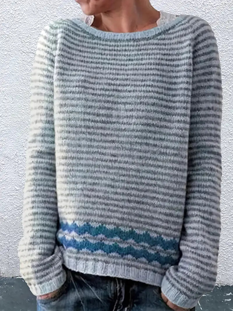 Vera | Women's Knit Striped Sweater Pullover with Cozy Soft for Winter