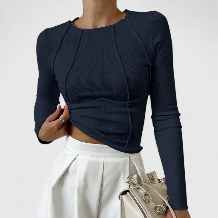 Rozminda | Women's Long Sleeve Top with Casual Everyday Elegant Layering Chic