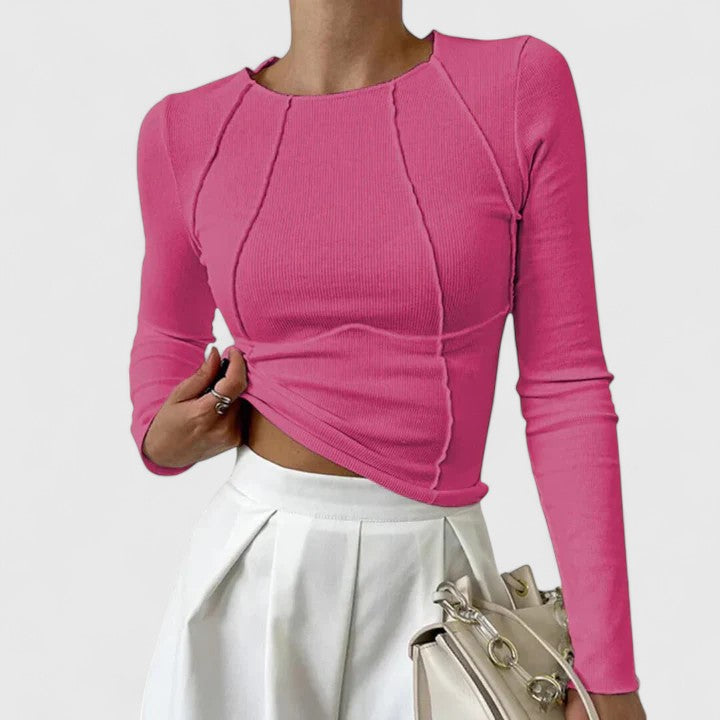 Rozminda | Women's Long Sleeve Top with Casual Everyday Elegant Layering Chic