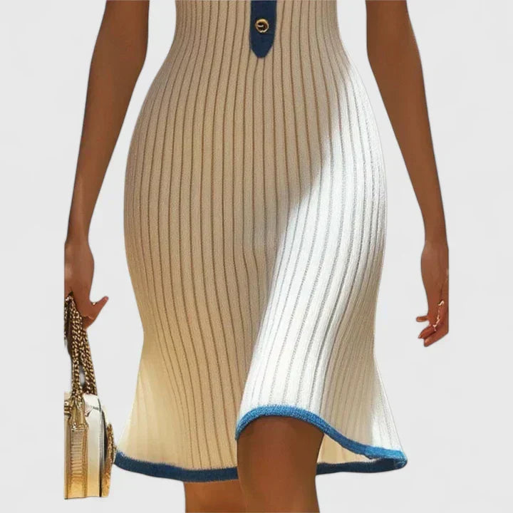 Sophrynah | Women's Midi Dress Gown with V-Neck Short-Sleeve Elegant for Formal