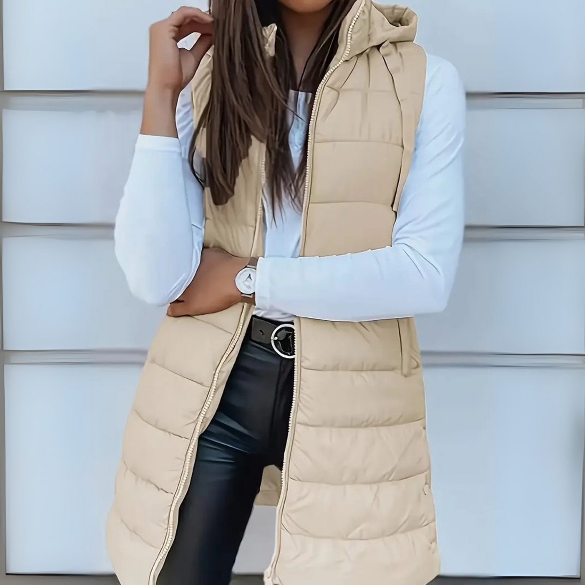 Raine | Women's Casual Sleeveless Hood Long Puffer Vest with Hooded for Layering