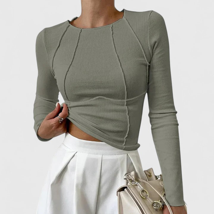 Rozminda | Women's Long Sleeve Top with Casual Everyday Elegant Layering Chic