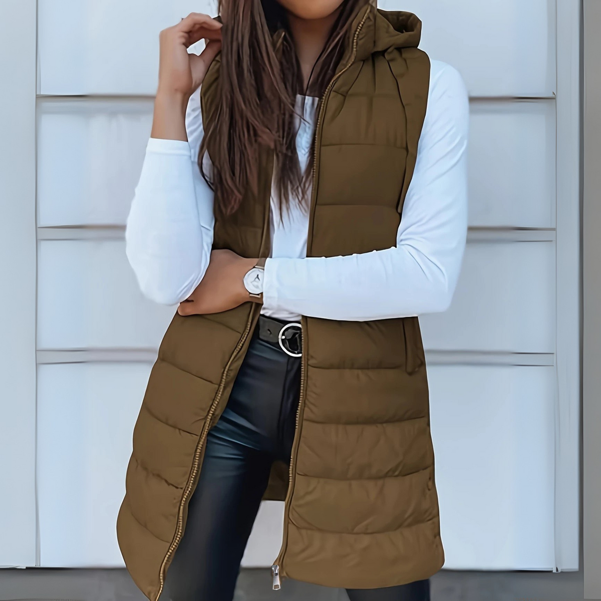 Raine | Women's Casual Sleeveless Hood Long Puffer Vest with Hooded for Layering