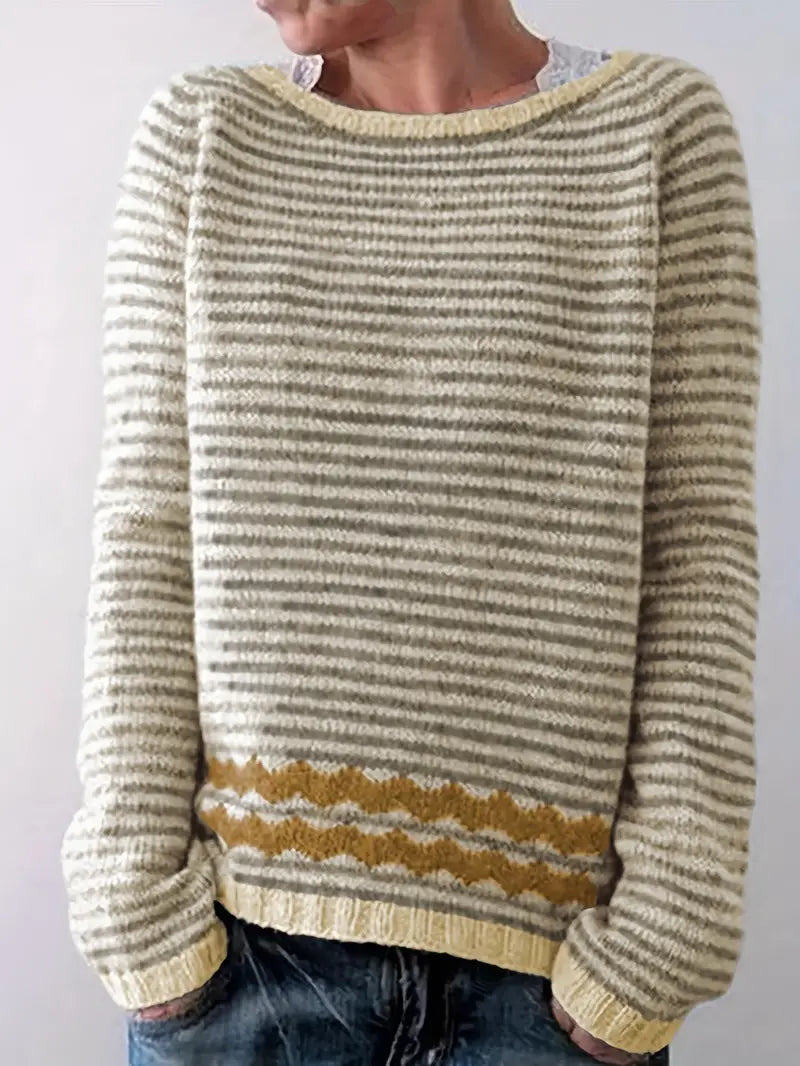 Vera | Women's Knit Striped Sweater Pullover with Cozy Soft for Winter