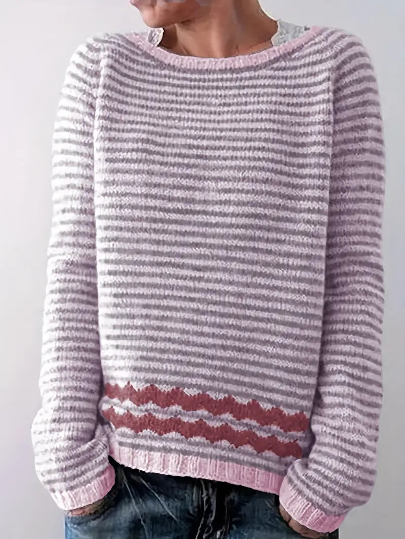 Vera | Women's Knit Striped Sweater Pullover with Cozy Soft for Winter