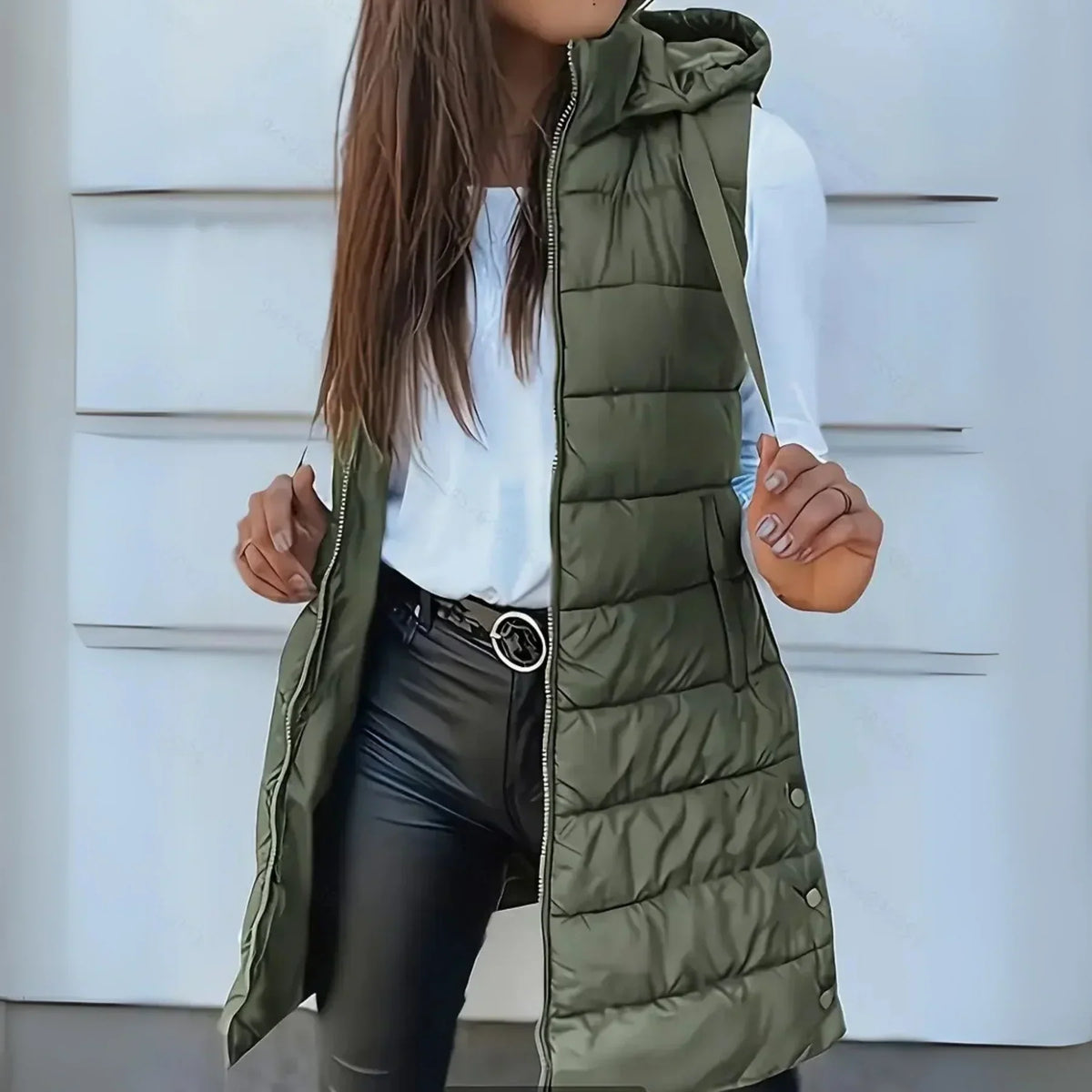 Raine | Women's Casual Sleeveless Hood Long Puffer Vest with Hooded for Layering
