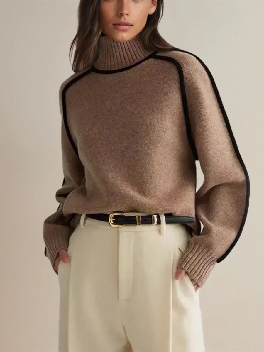 Donna | Women's Oversized Knit Turtleneck Sweater Pullover with Slim-Fit for Layering