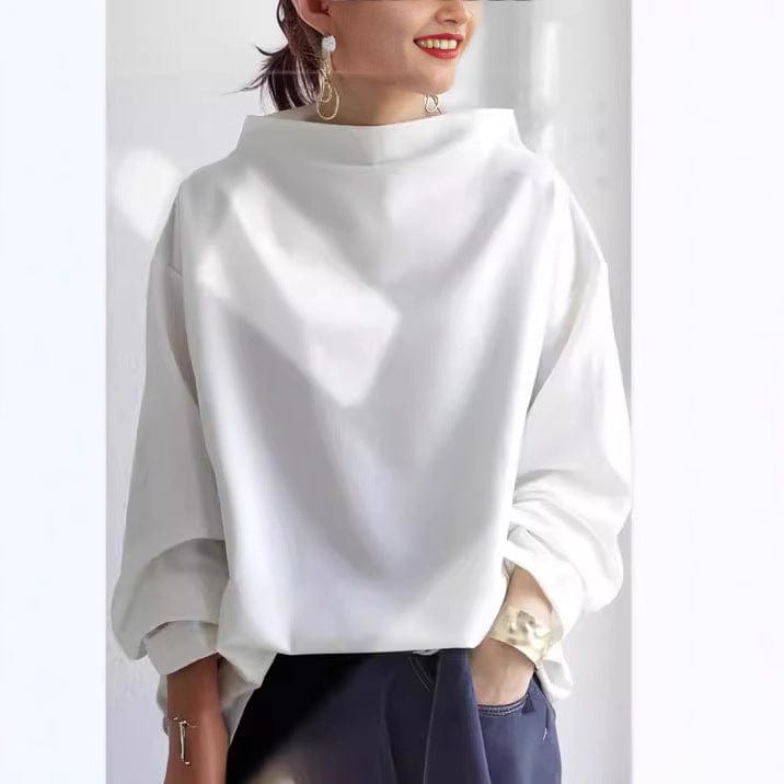 Elly | Women's High Neck Casual Top with Knit Everyday Elegant Layering