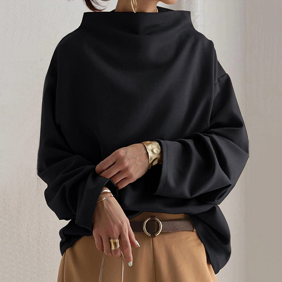 Elly | Women's High Neck Casual Top with Knit Everyday Elegant Layering