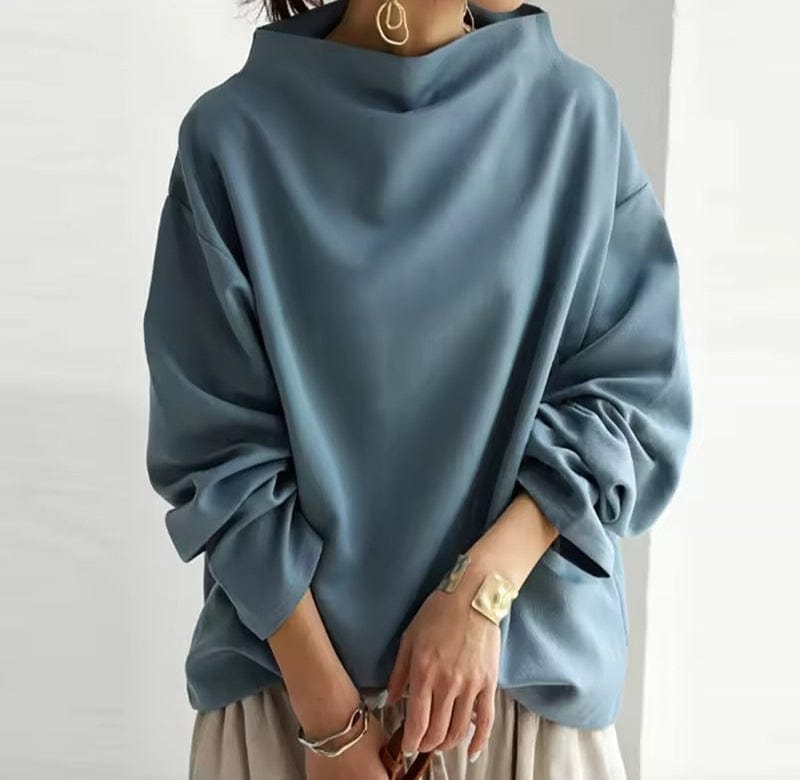 Elly | Women's High Neck Casual Top with Knit Everyday Elegant Layering