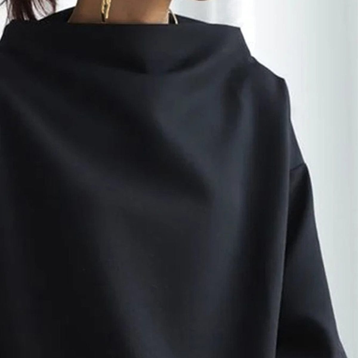 Elly | Women's High Neck Casual Top with Knit Everyday Elegant Layering