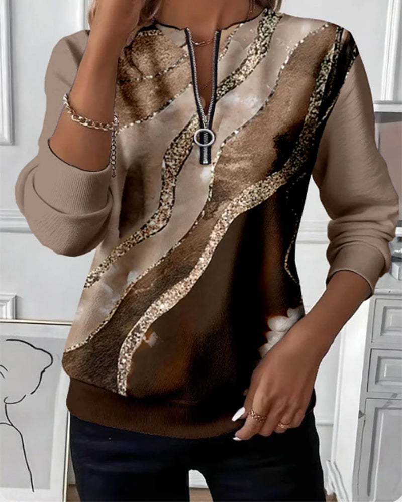 Half-Zip | Women's Cotton Round-Neck Half-Zip Sweatshirt Pullover with Knit for Winter