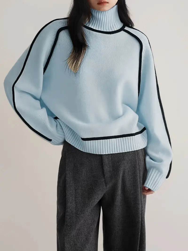 Donna | Women's Oversized Knit Turtleneck Sweater Pullover with Slim-Fit for Layering