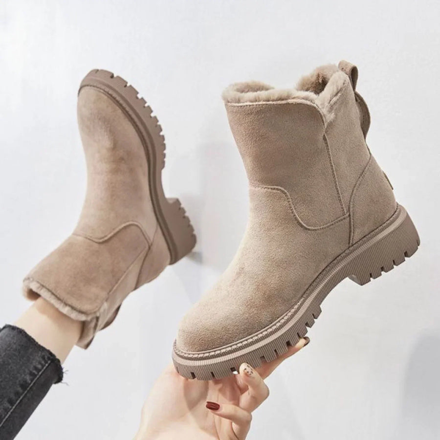 Iris | Women's Fur Lined Winter Ankle with Chunky Suede Comfortable Casual