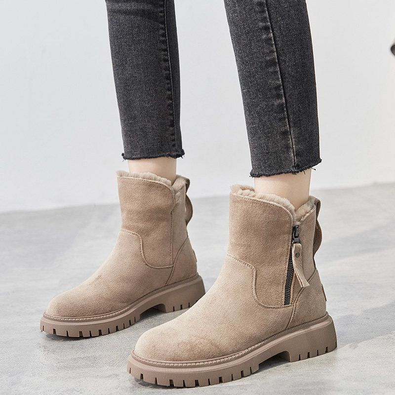 Iris | Women's Fur Lined Winter Ankle with Chunky Suede Comfortable Casual