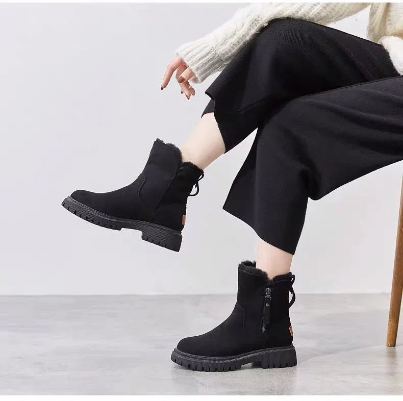Iris | Women's Fur Lined Winter Ankle with Chunky Suede Comfortable Casual