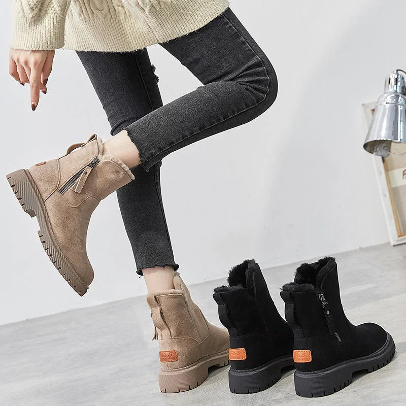 Iris | Women's Fur Lined Winter Ankle with Chunky Suede Comfortable Casual