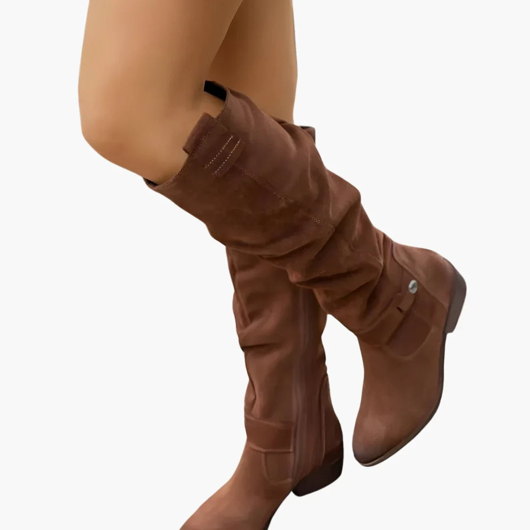 Talia | Women's Knee High Side Zip Block Heel with Comfortable Casual