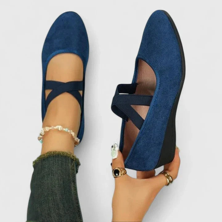 Mary | Women's Wedge Cross Strap Ballet Flats with Comfortable Casual Everyday