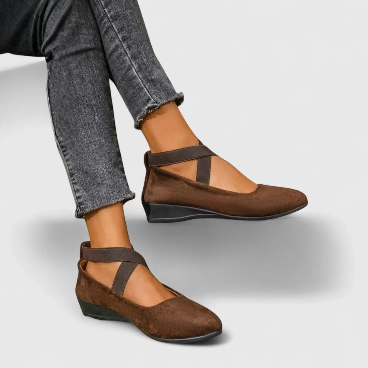 Mary | Women's Wedge Cross Strap Ballet Flats with Comfortable Casual Everyday