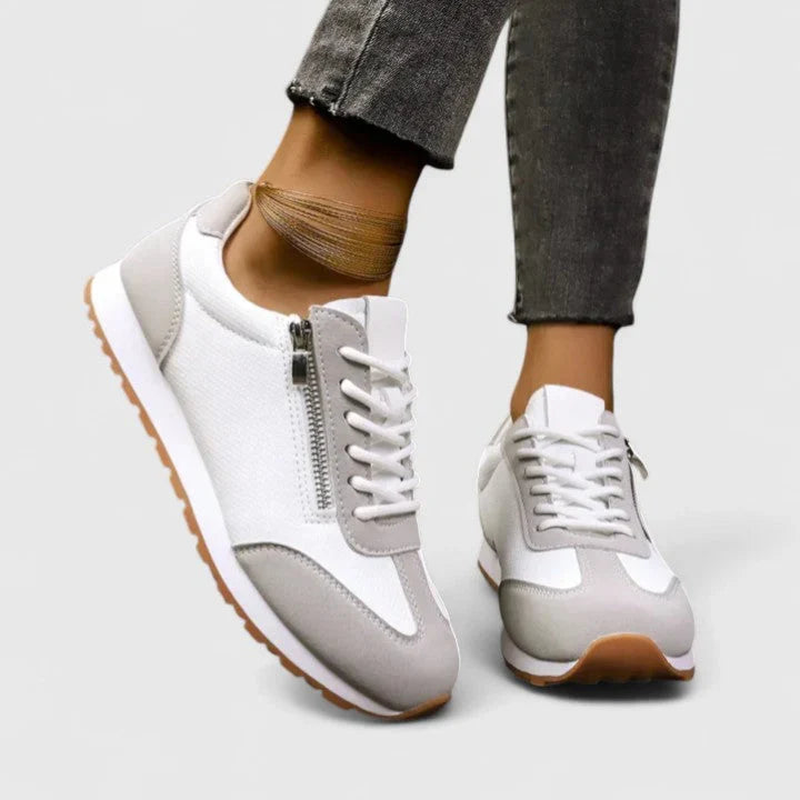 Lena | Women's Lace Up Side Zip Low Top Sneakers with Comfortable