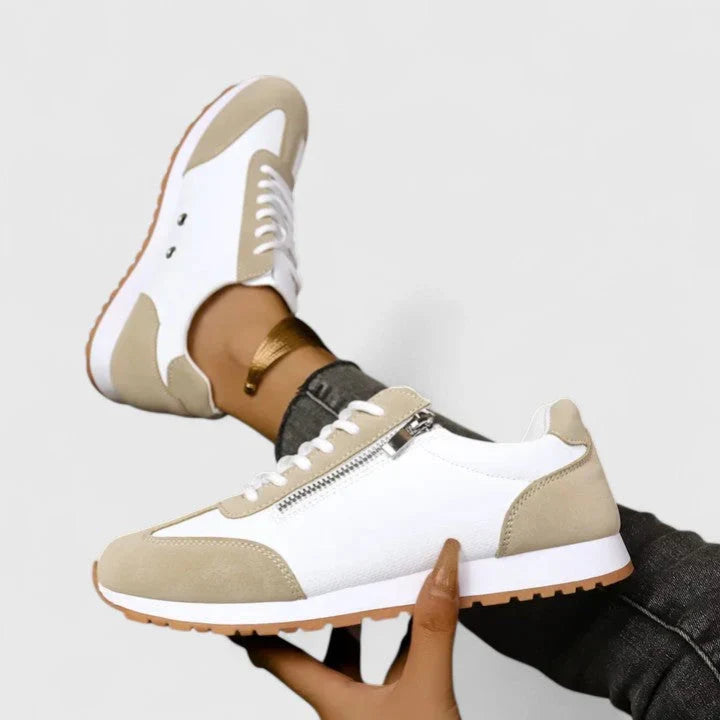 Lena | Women's Lace Up Side Zip Low Top Sneakers with Comfortable