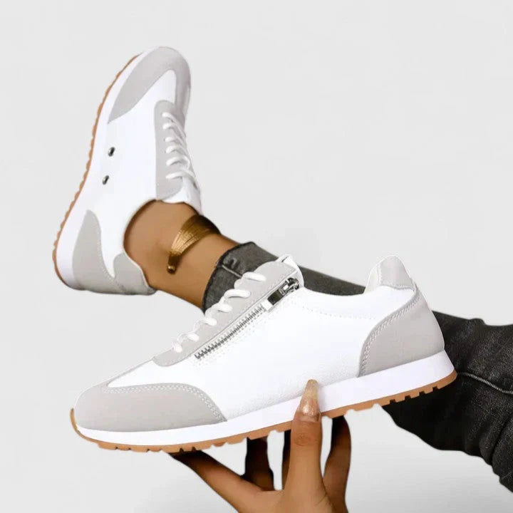 Lena | Women's Lace Up Side Zip Low Top Sneakers with Comfortable