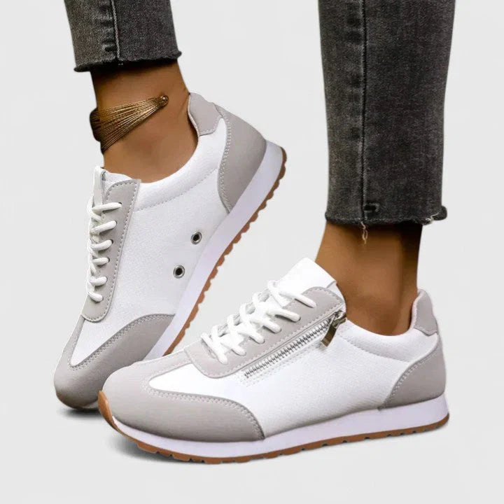 Lena | Women's Lace Up Side Zip Low Top Sneakers with Comfortable