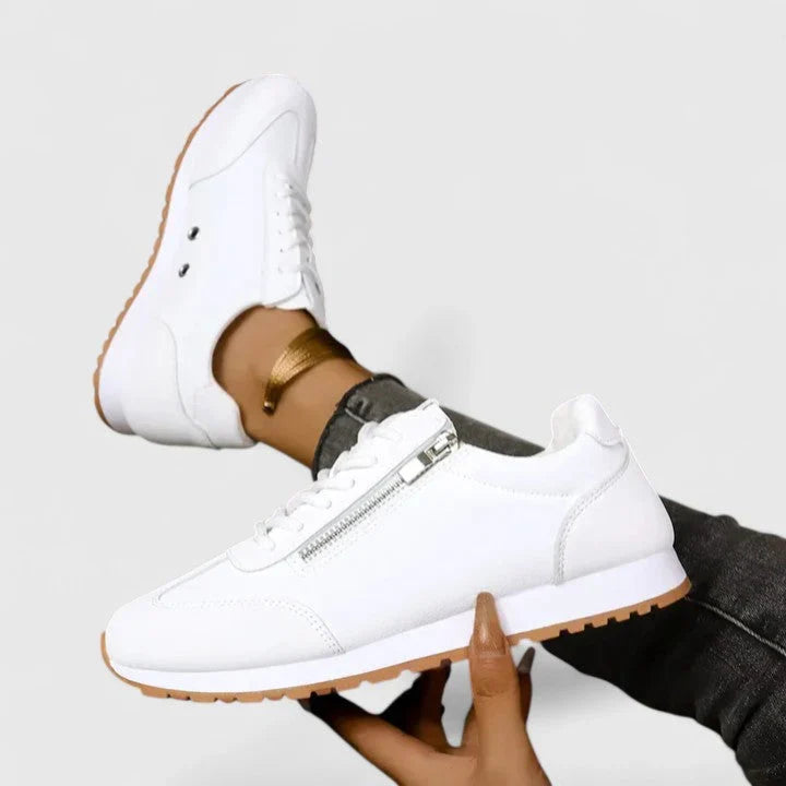 Lena | Women's Lace Up Side Zip Low Top Sneakers with Comfortable