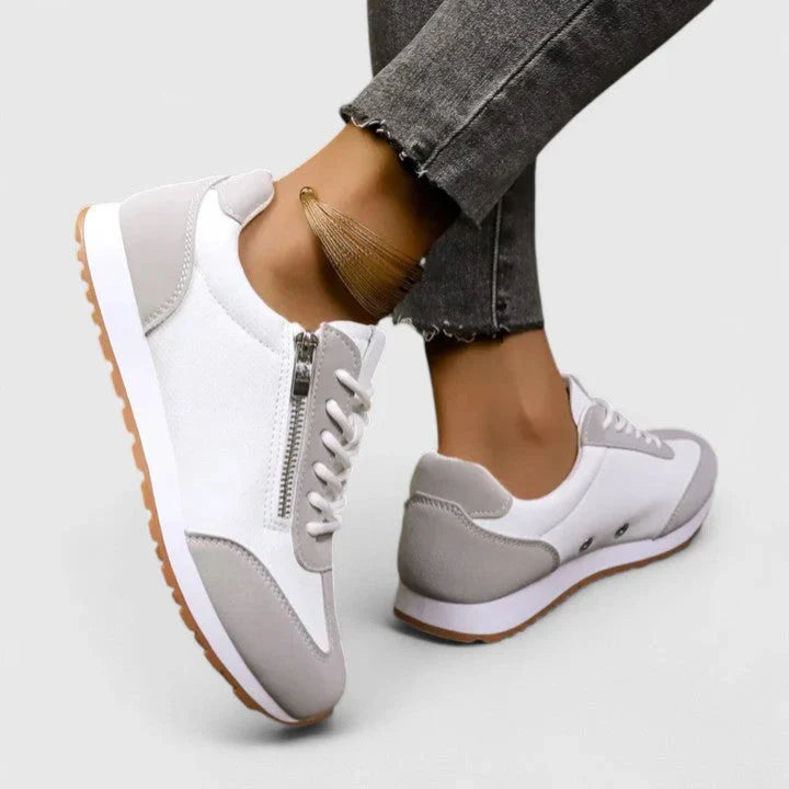 Lena | Women's Lace Up Side Zip Low Top Sneakers with Comfortable