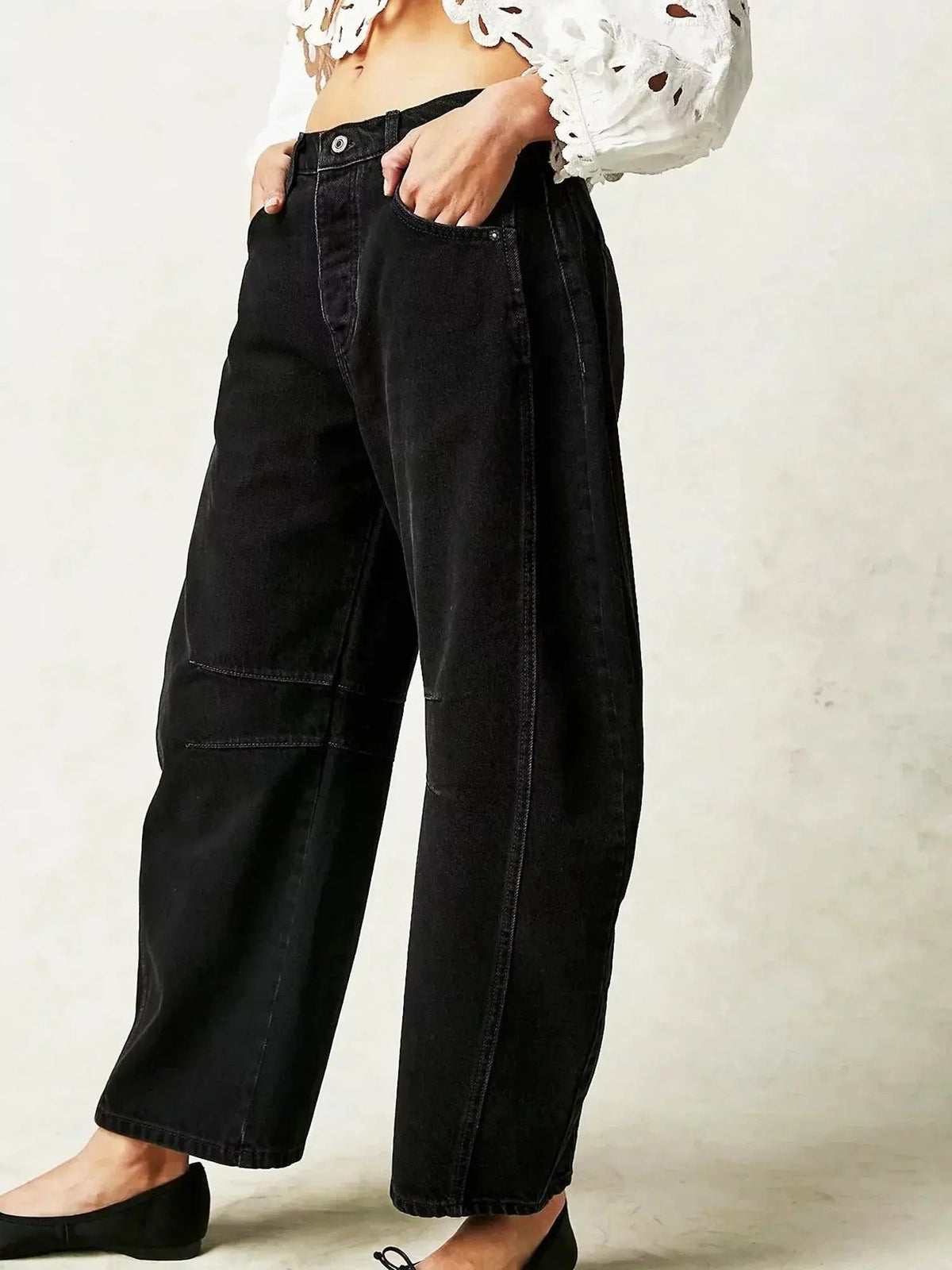 Lieke | Women's Wide Leg High Waisted Denim Jeans Animal Print Straight