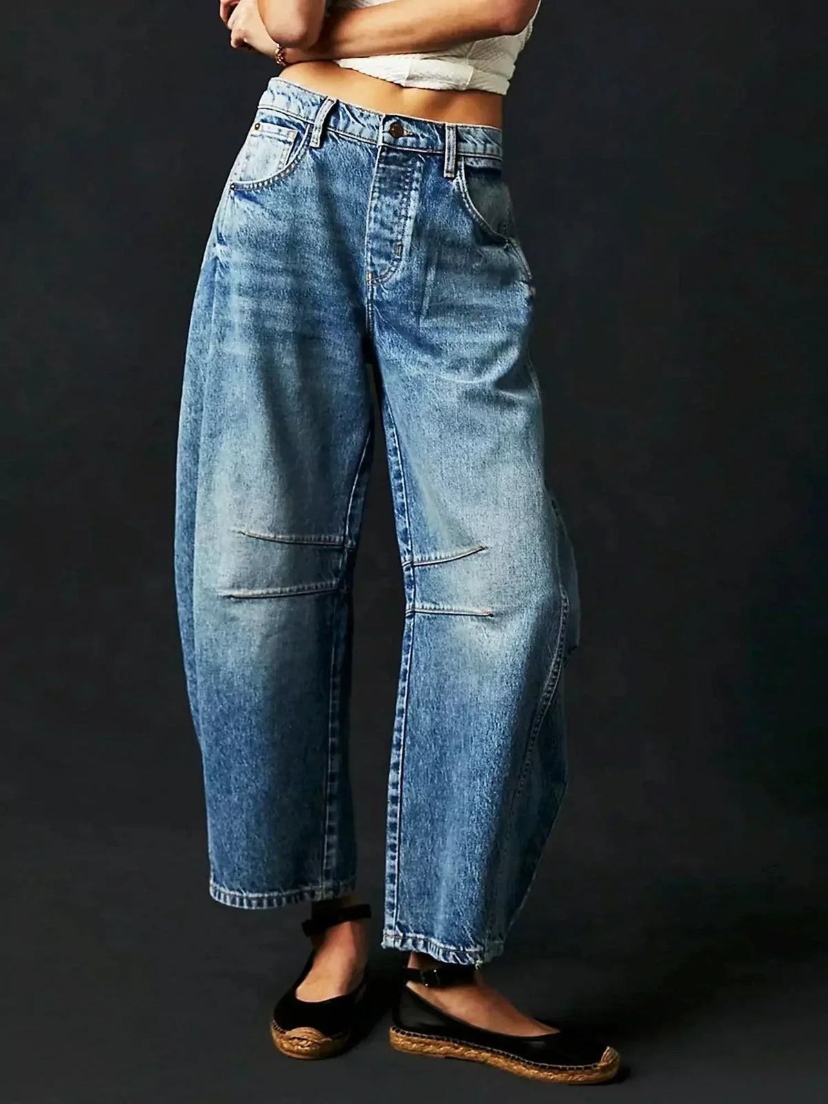 Lieke | Women's Wide Leg High Waisted Denim Jeans Animal Print Straight