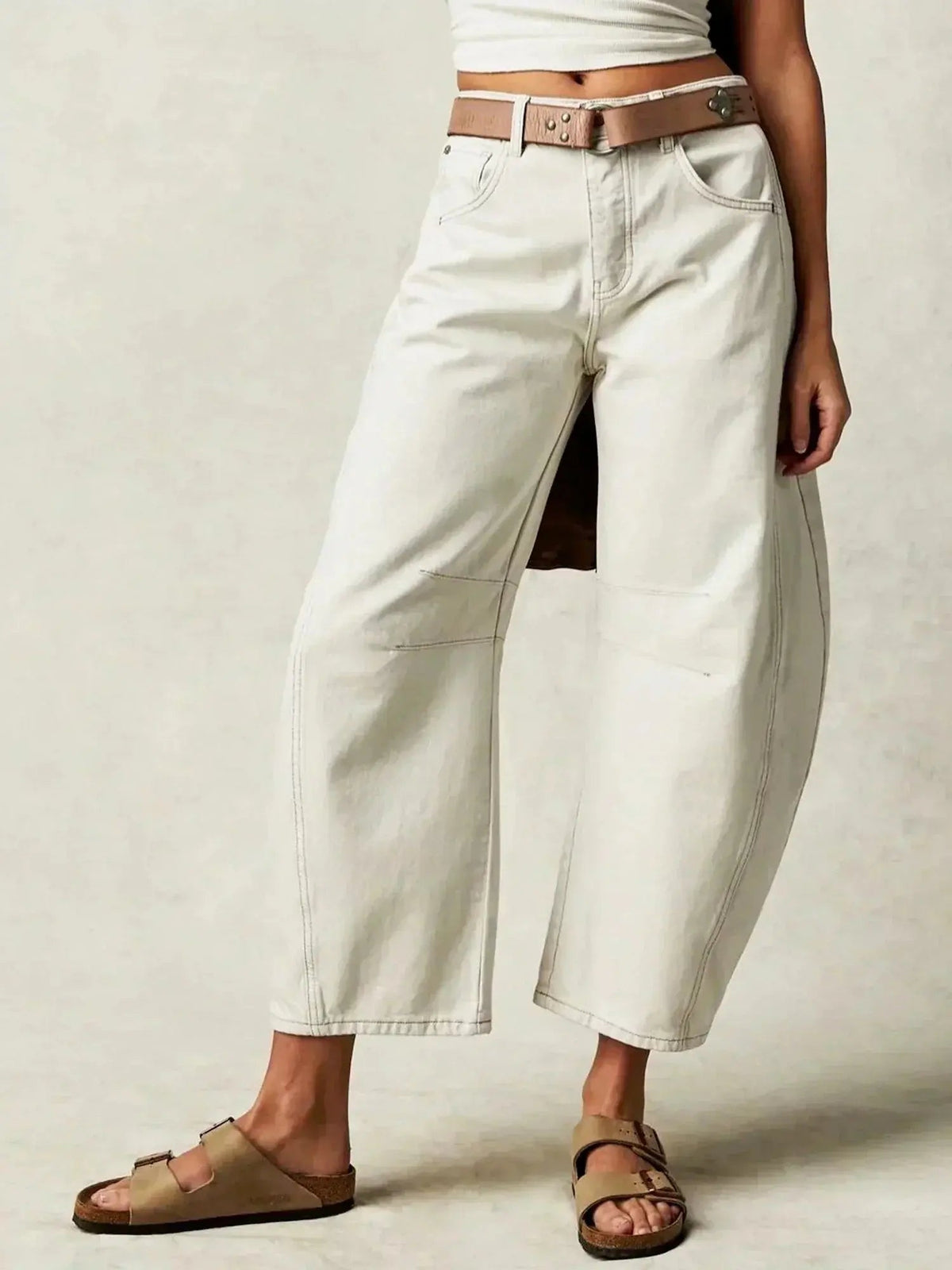 Lieke | Women's Wide Leg High Waisted Denim Jeans Animal Print Straight