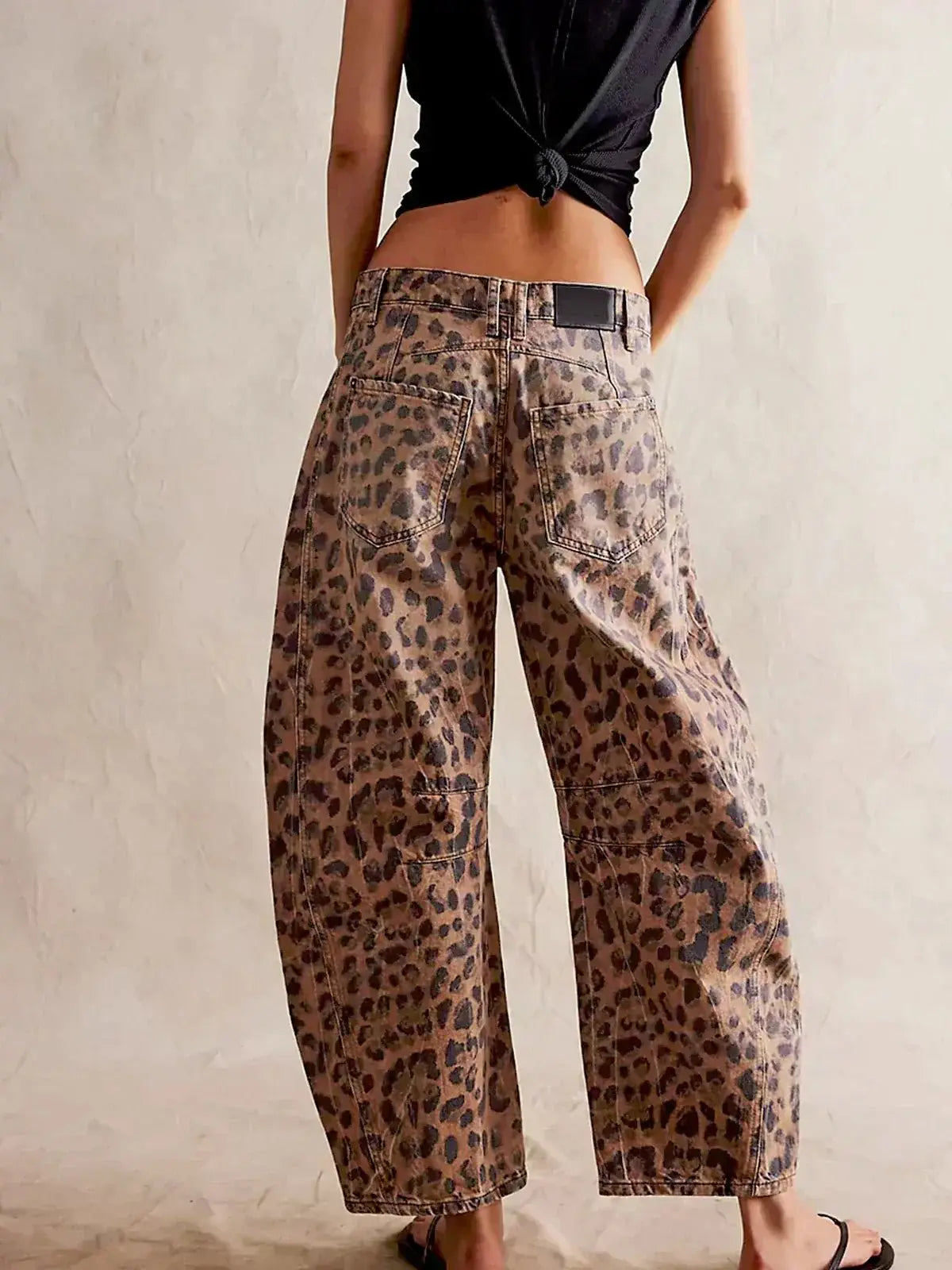 Lieke | Women's Wide Leg High Waisted Denim Jeans Animal Print Straight