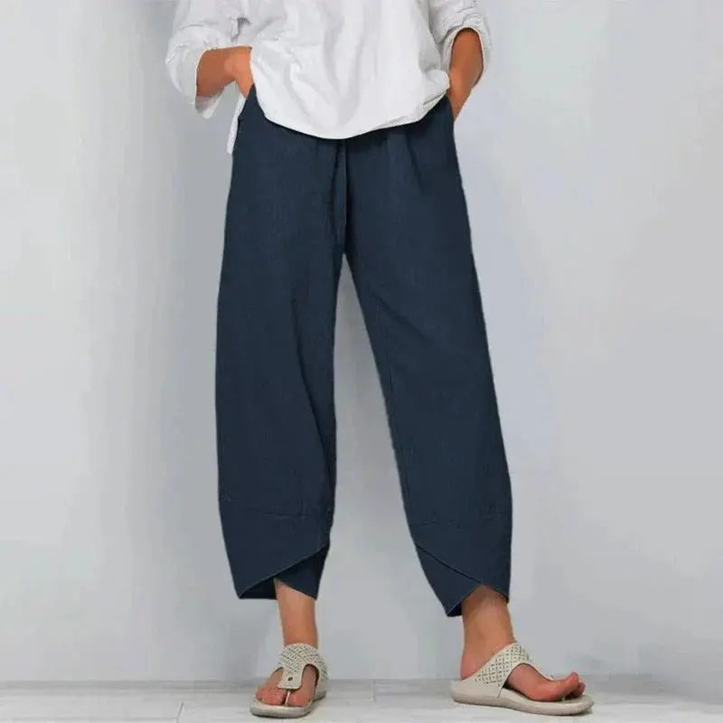 Fenna | Women's Cropped Wide Leg Trousers Summer with Casual Everyday Comfortable