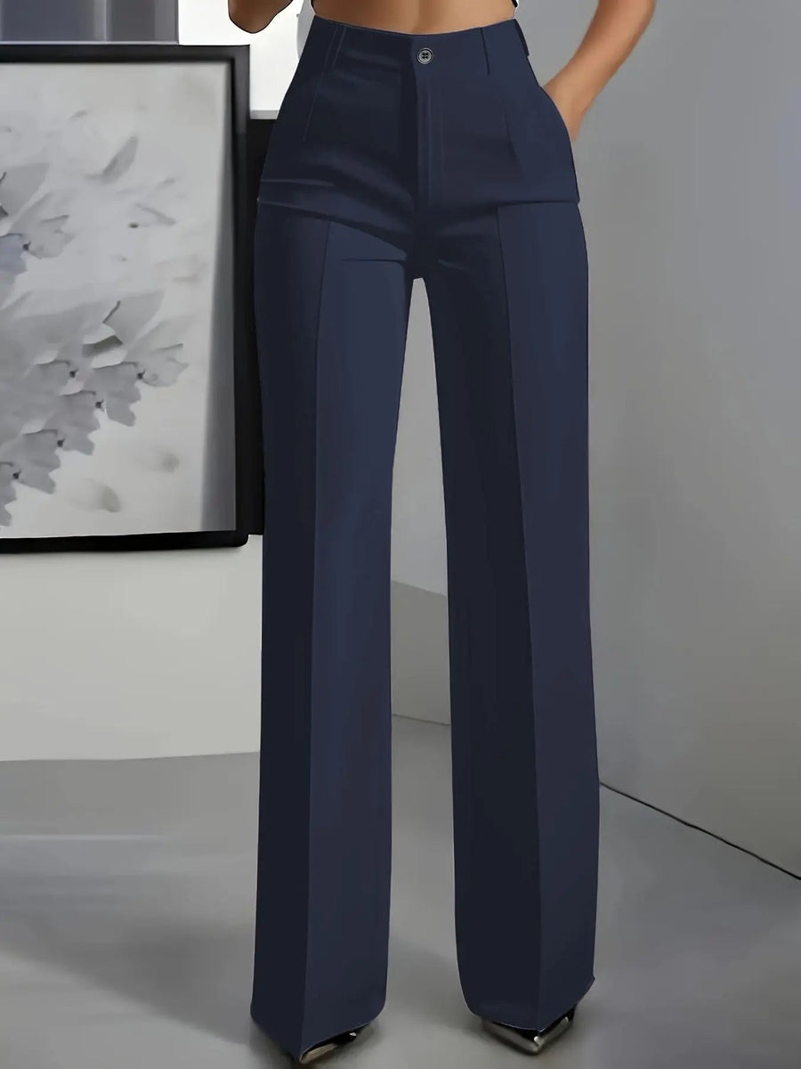 Scarlett | Women's High Waisted Wide Leg Trousers with Front Pleats for Office