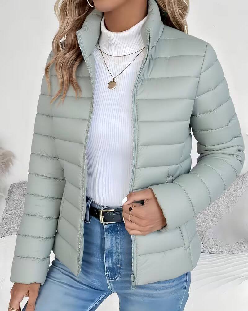 Grace | Women's Lightweight Quilted Puffer Jacket Stand Collar with Cropped Oversized for Winter