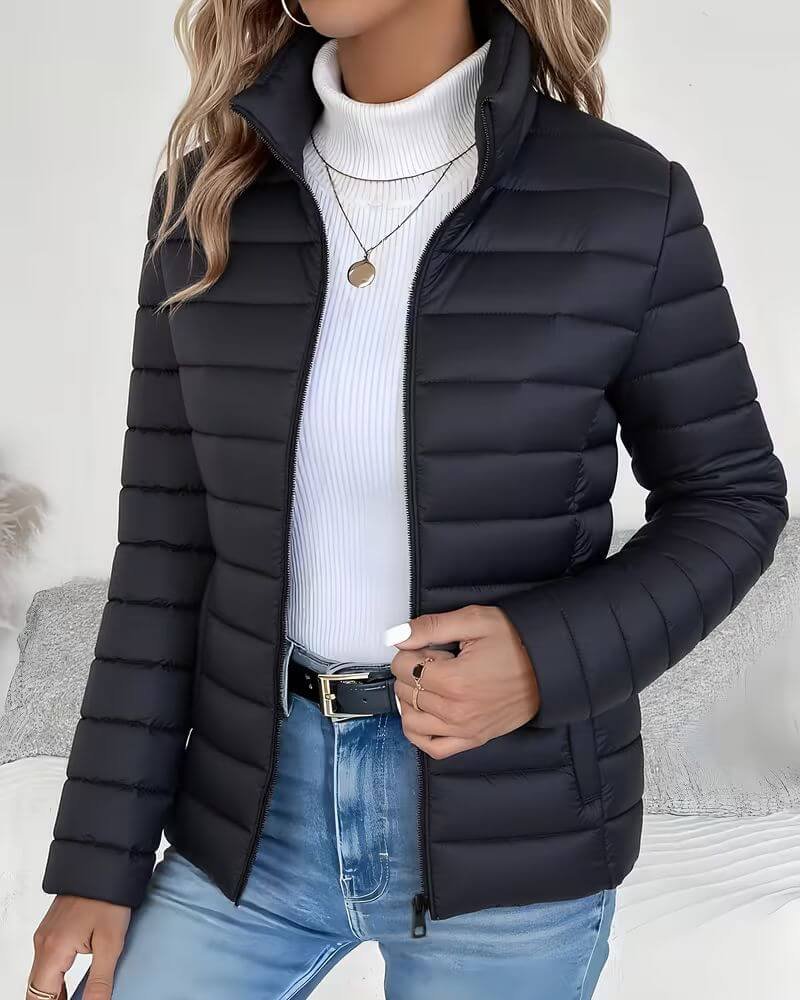 Grace | Women's Lightweight Quilted Puffer Jacket Stand Collar with Cropped Oversized for Winter