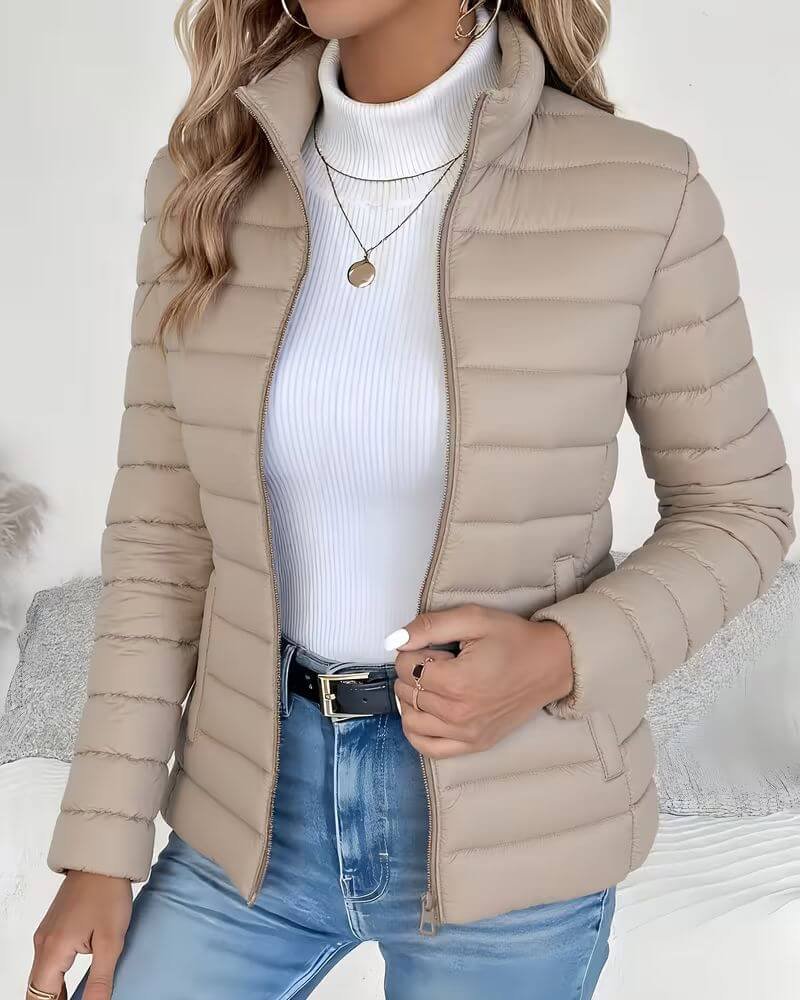 Grace | Women's Lightweight Quilted Puffer Jacket Stand Collar with Cropped Oversized for Winter