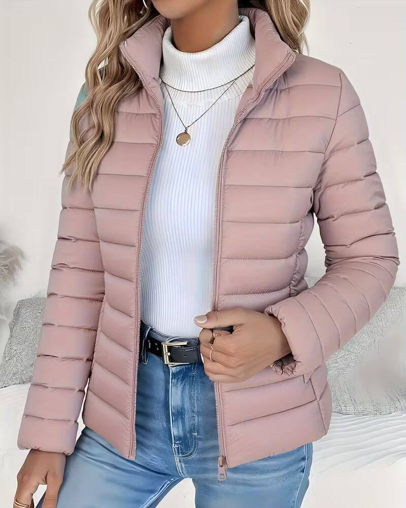 Grace | Women's Lightweight Quilted Puffer Jacket Stand Collar with Cropped Oversized for Winter