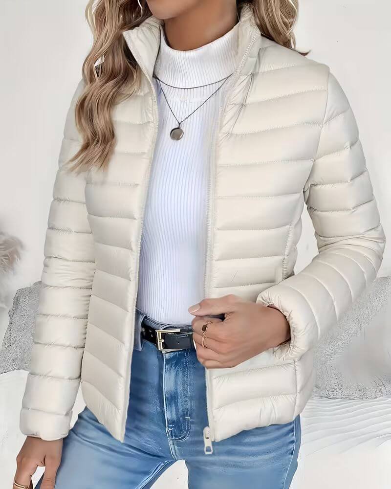 Grace | Women's Lightweight Quilted Puffer Jacket Stand Collar with Cropped Oversized for Winter