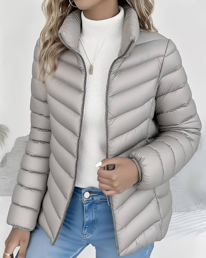 Grace | Women's Lightweight Quilted Puffer Jacket Stand Collar with Cropped Oversized for Winter