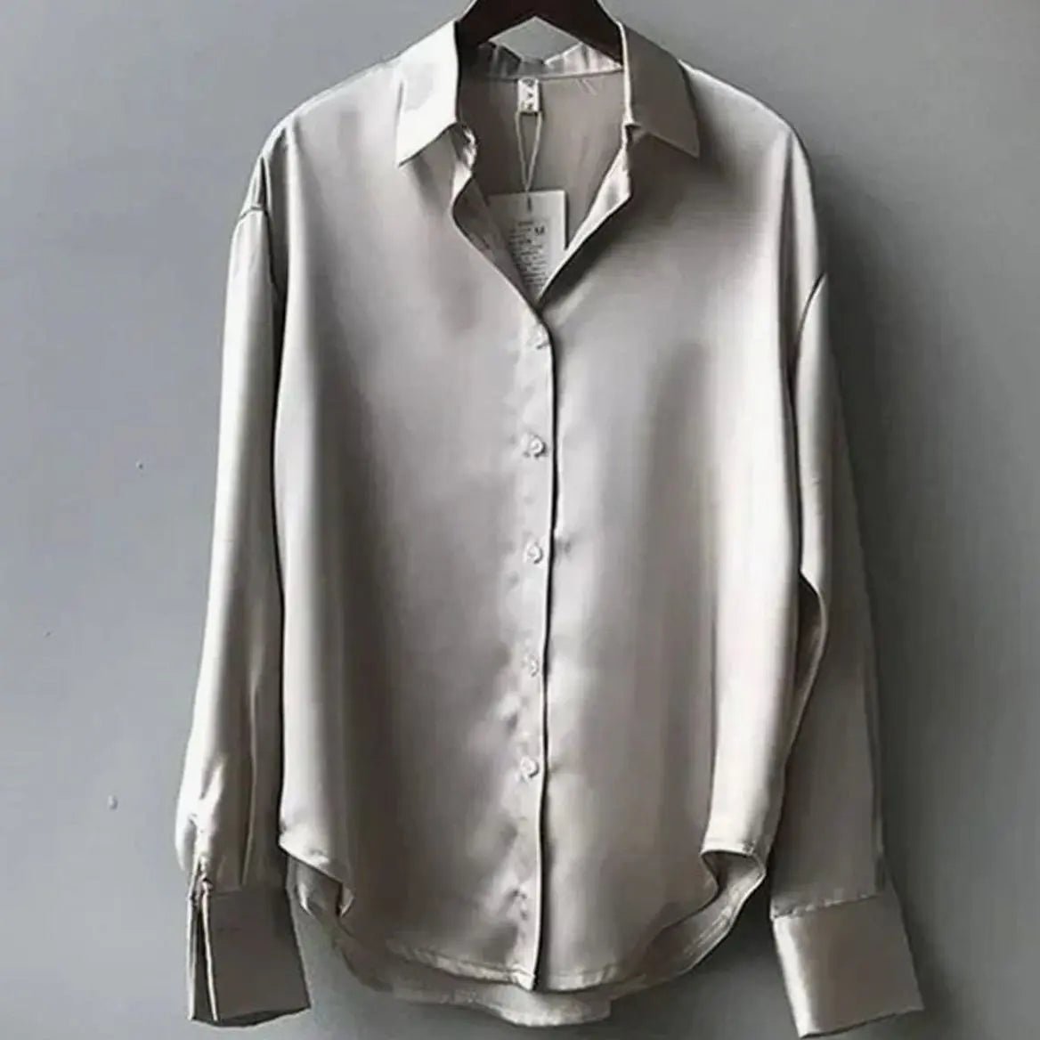 Florence | Women's Long Sleeve Button Down Satin Blouses with Silk for Evening