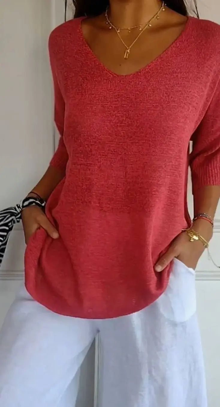 Esmee | Women's Longline V Neck Knit Tunic Top with Casual for Evening
