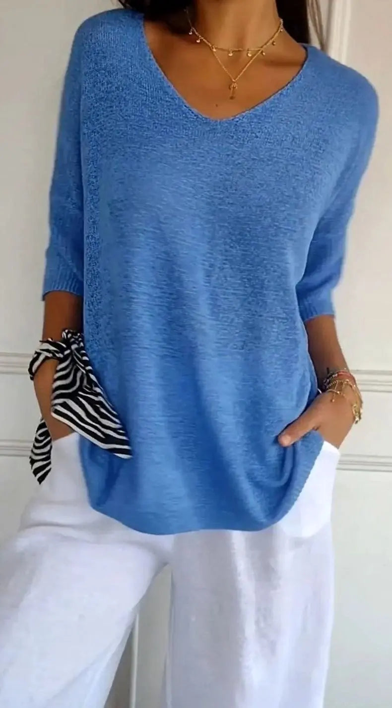 Esmee | Women's Longline V Neck Knit Tunic Top with Casual for Evening